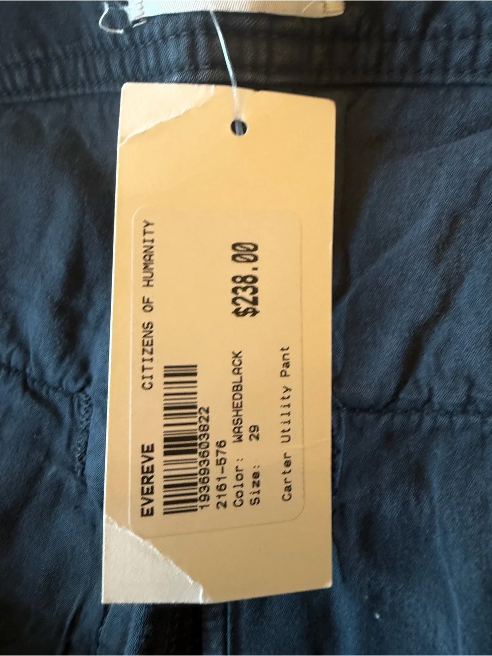 NWT Citizens of Humanity Carter Utility Pant Washed Black Sz 29 $238